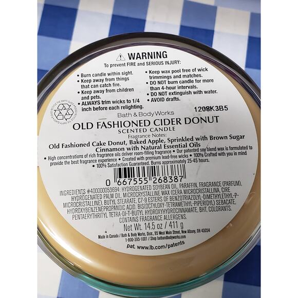 BBW Old Fashioned Cider Donut Large 3 Wick Candle Home Fragrance Decor - Picture 2 of 2
